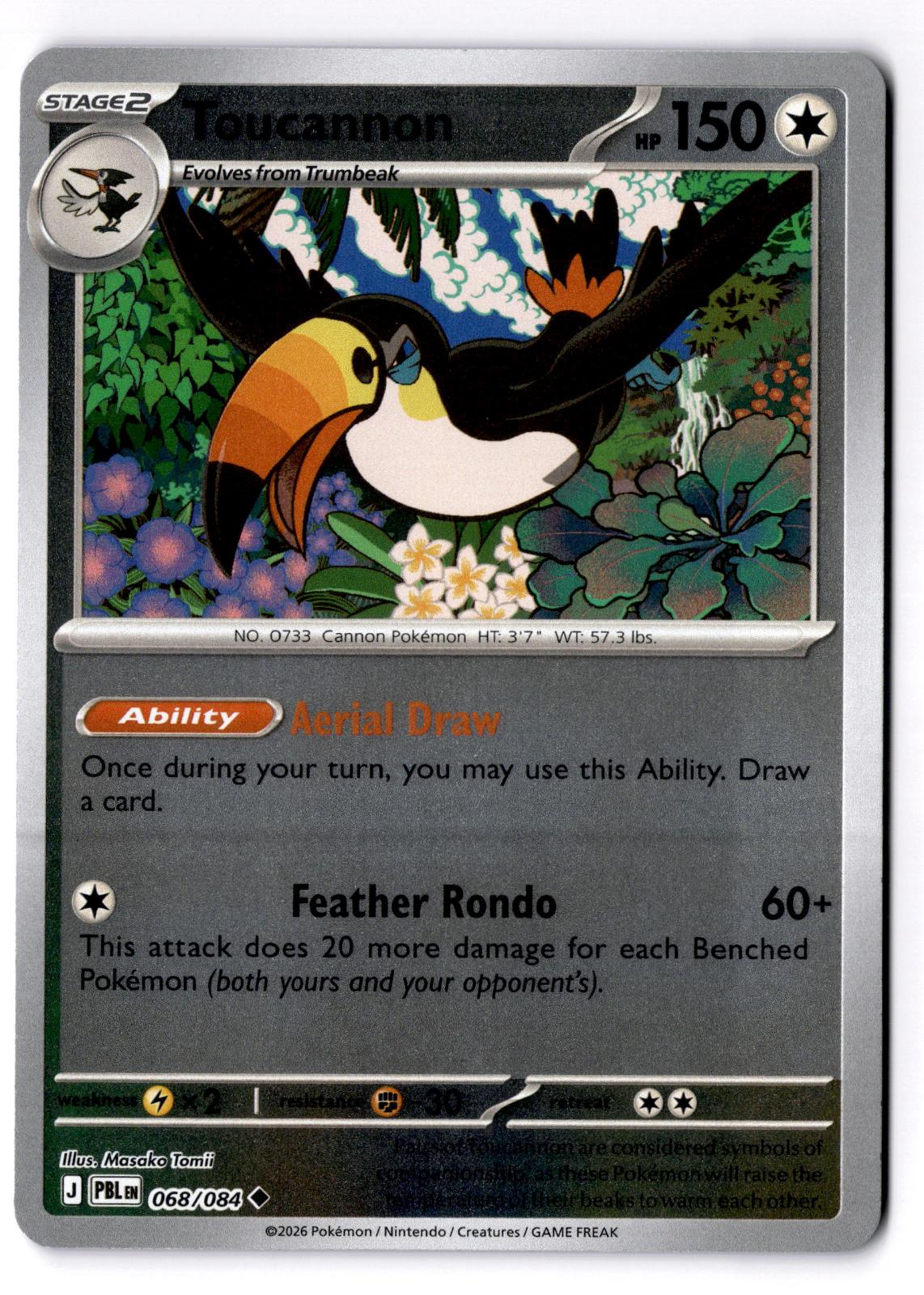 Toucannon 068/084 Uncommon Pitch Black Pokemon Reverse Holo Lightly Played