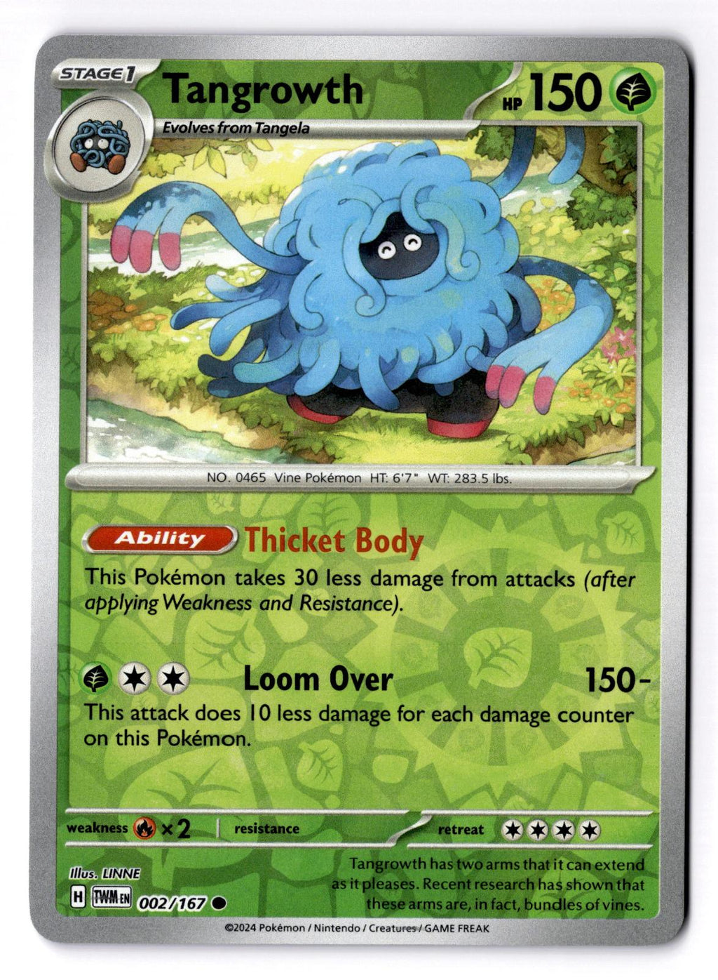 Tangrowth 002/167 Common Twilight Masquerade Pokemon Reverse Holo Near Mint