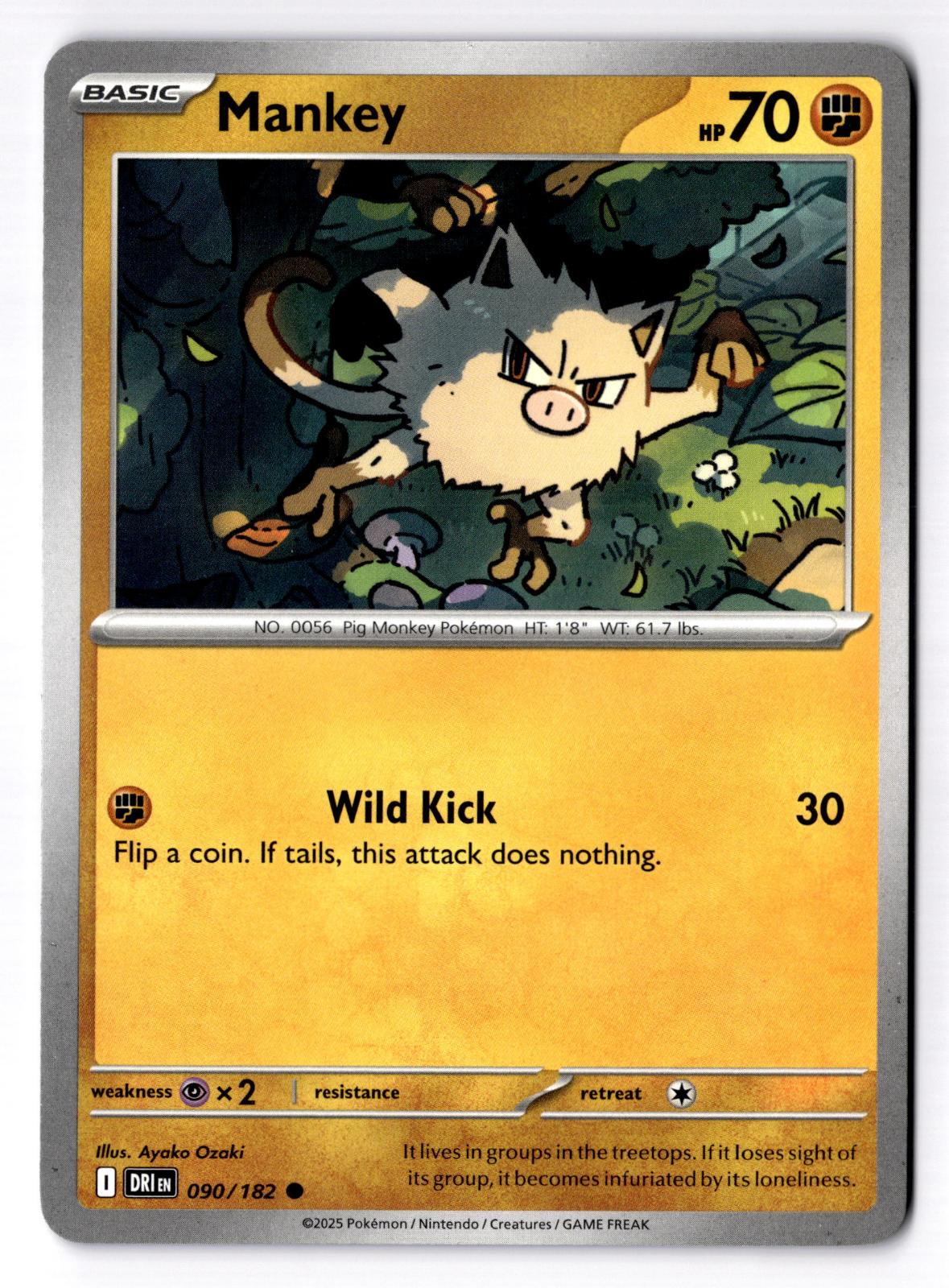 Mankey 090/182 Common Destined Rivals Pokemon Near Mint