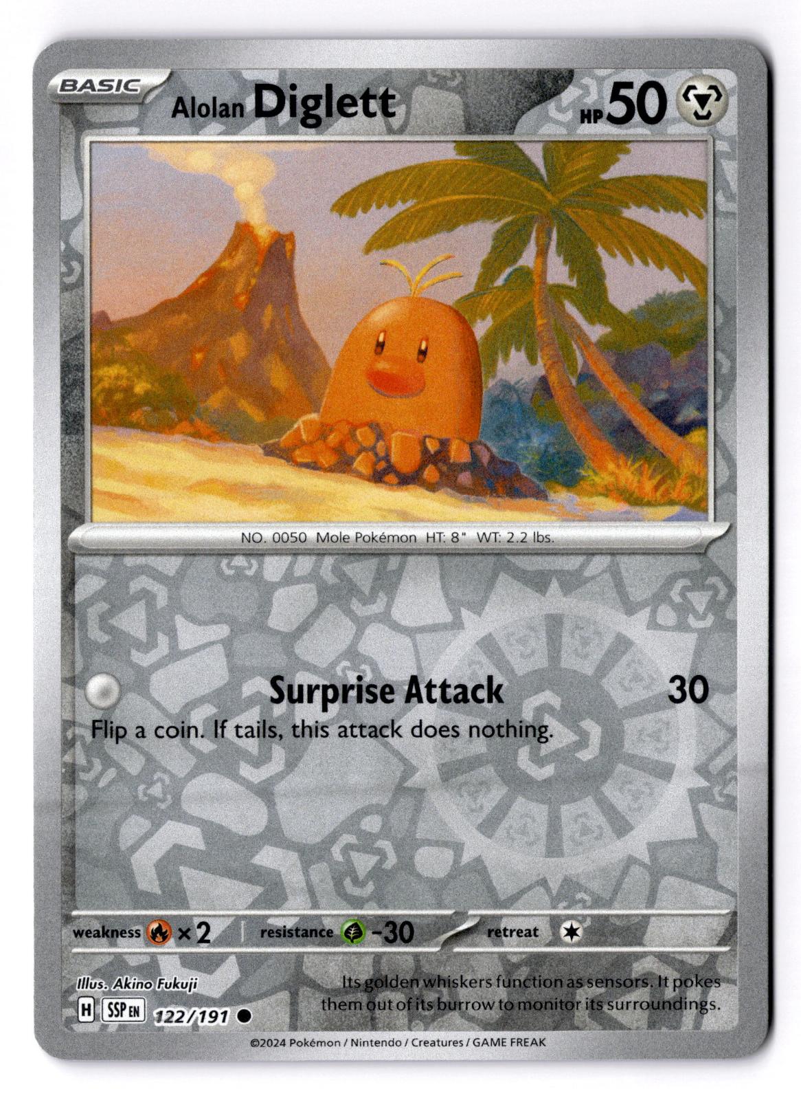 Alolan Diglett 122/191 Common Surging Sparks Pokemon Reverse Holo Near Mint