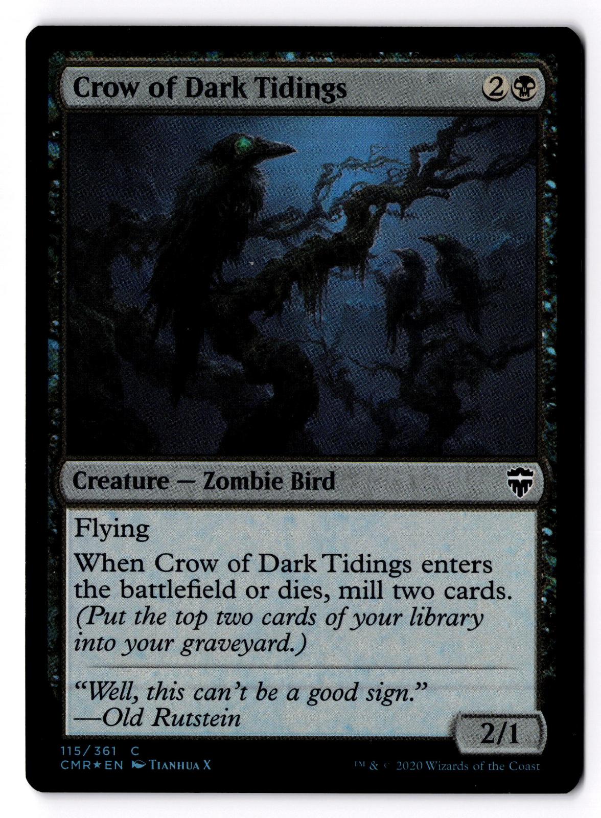 Crow of Dark Tidings 115 Common Commander Legends Magic: The Gathering Foil LP