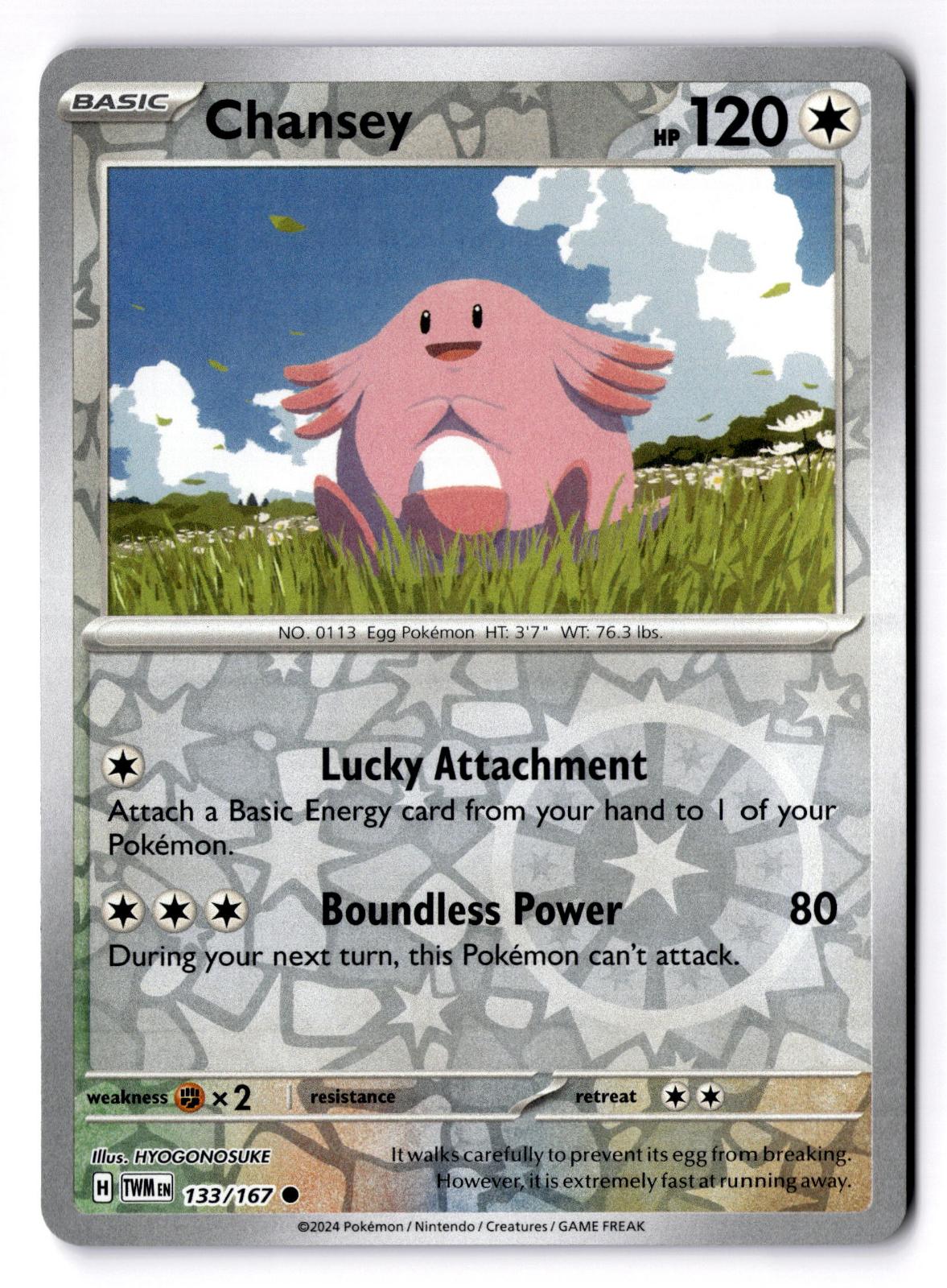 Chansey 133/167 Common Twilight Masquerade Pokemon Reverse Holo Near Mint