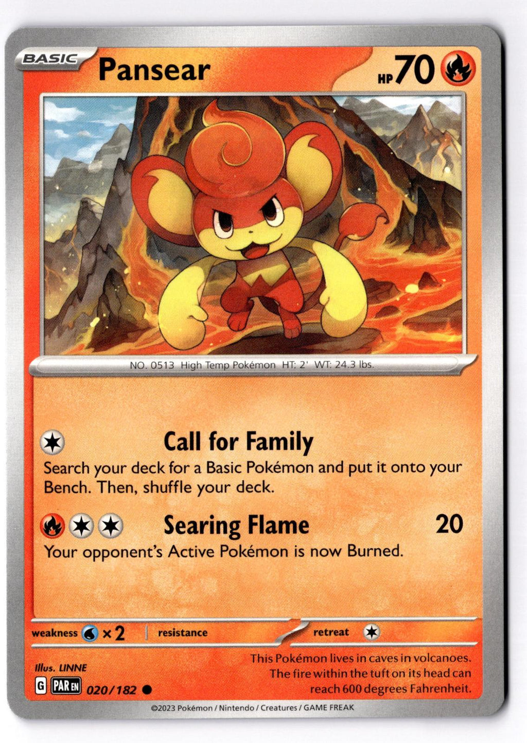 Pansear 020/182 Common Paradox Rift Pokemon Near Mint