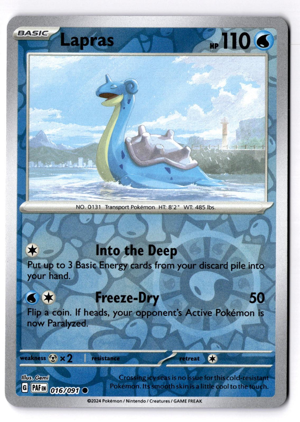 Lapras 016/091 Common Paldean Fates Pokemon Reverse Holo Near Mint