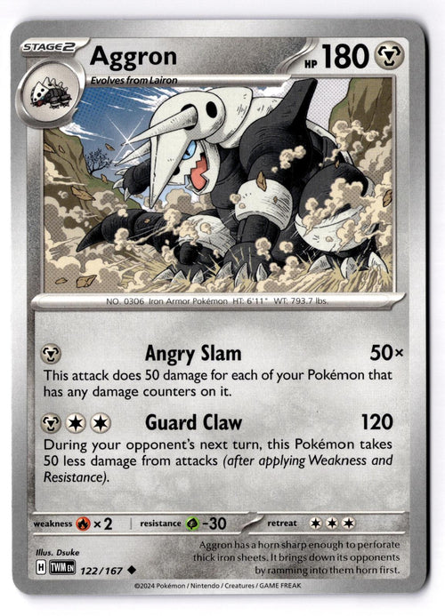 Aggron 122/167 Uncommon Twilight Masquerade Pokemon Near Mint