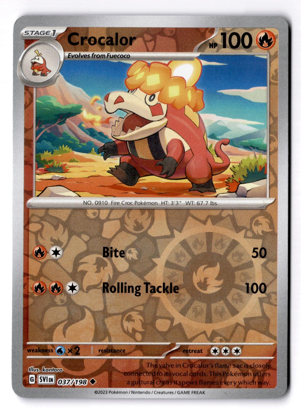 Crocalor 037/198 Uncommon Scarlet & Violet Pokemon Reverse Holo Near Mint