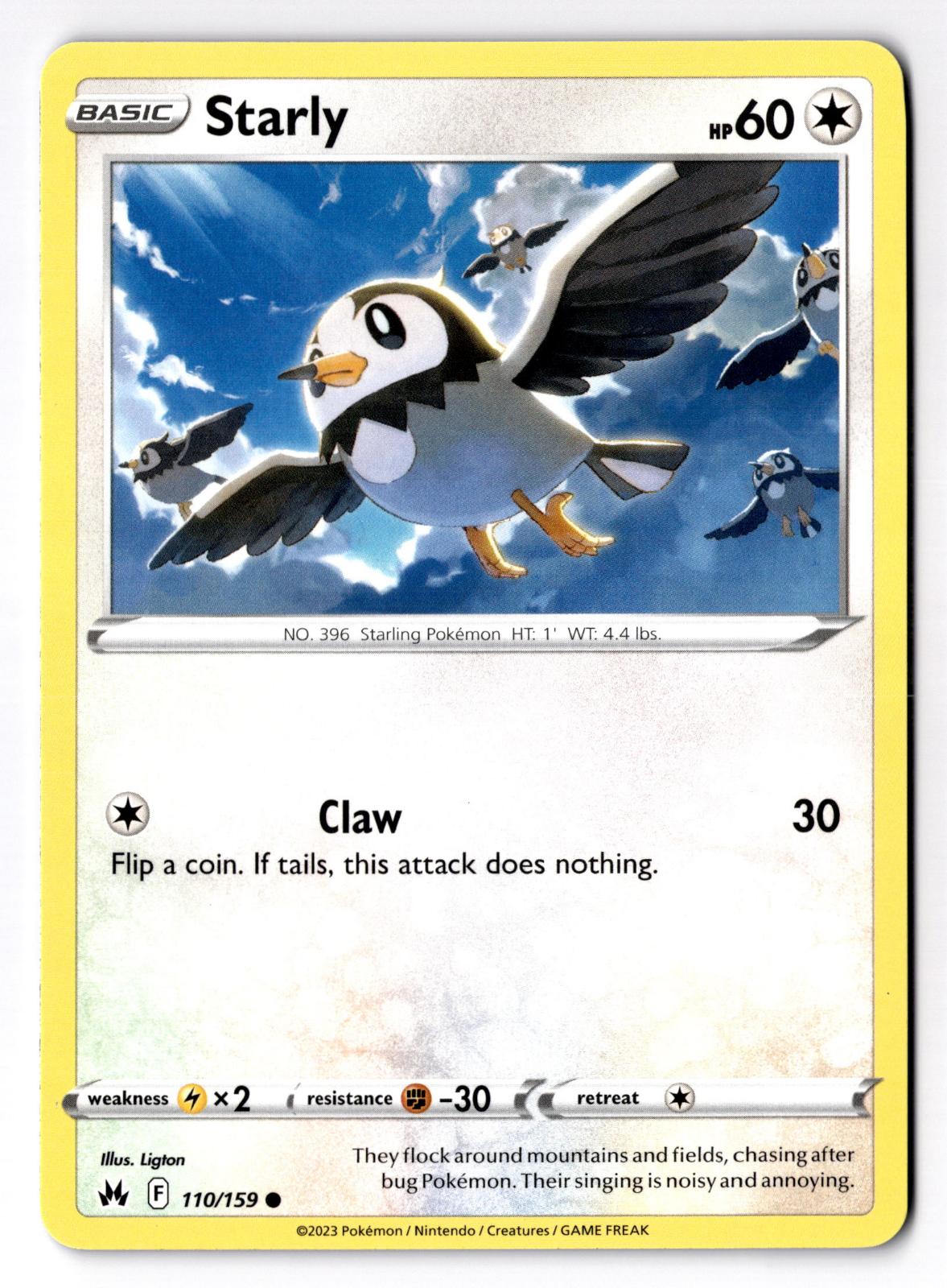 Starly 110/159 Common Crown Zenith Pokemon Near Mint