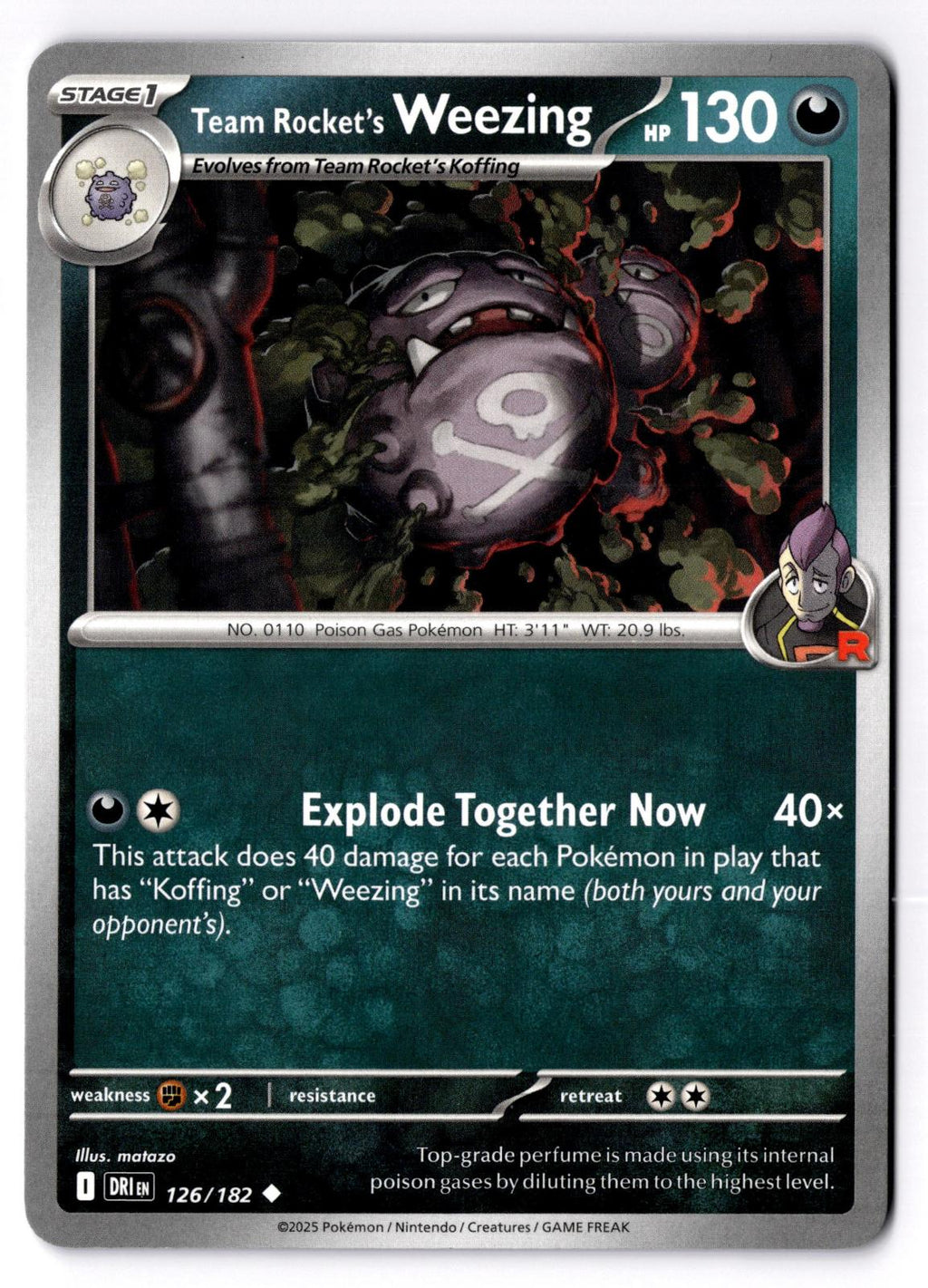 Team Rocket's Weezing 126/182 Uncommon Destined Rivals Pokemon Near Mint