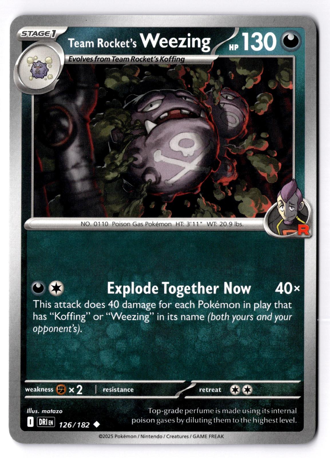 Team Rocket's Weezing 126/182 Uncommon Destined Rivals Pokemon Near Mint