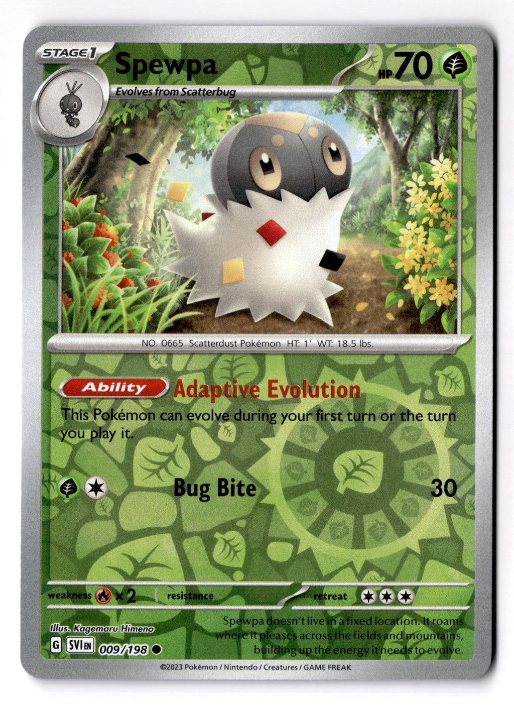 Spewpa 009/198 Common Scarlet & Violet Pokemon Reverse Holo Near Mint