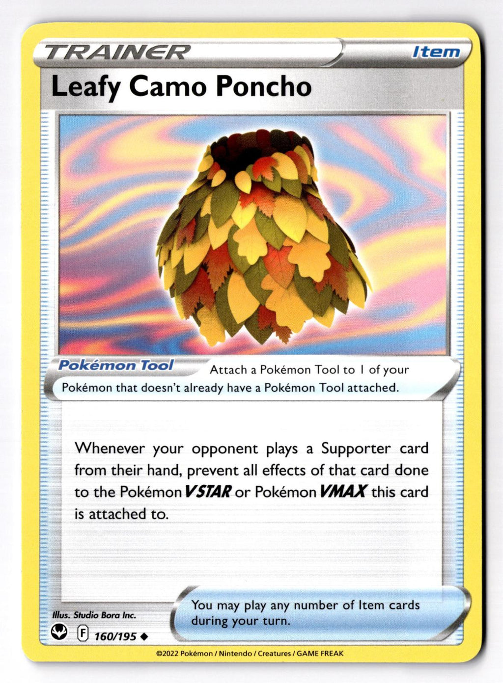 Leafy Camo Poncho 160/195 Uncommon Silver Tempest Pokemon Near Mint