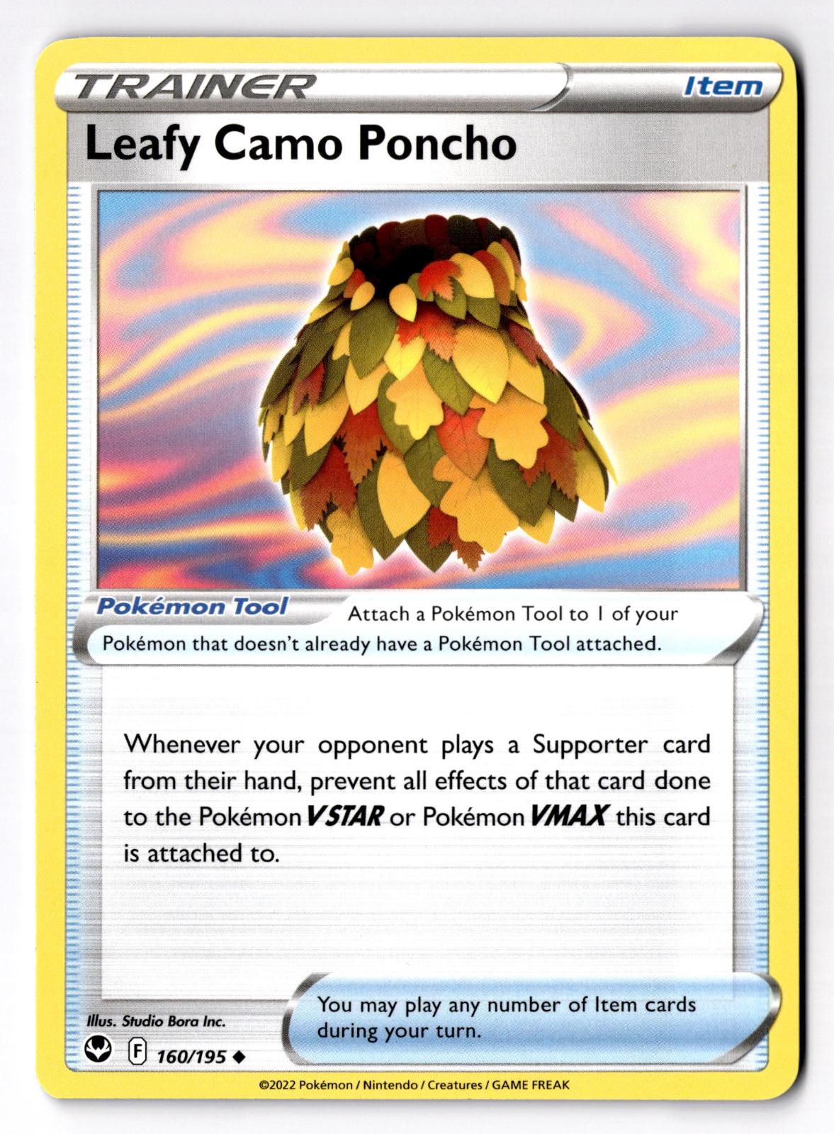 Leafy Camo Poncho 160/195 Uncommon Silver Tempest Pokemon Near Mint