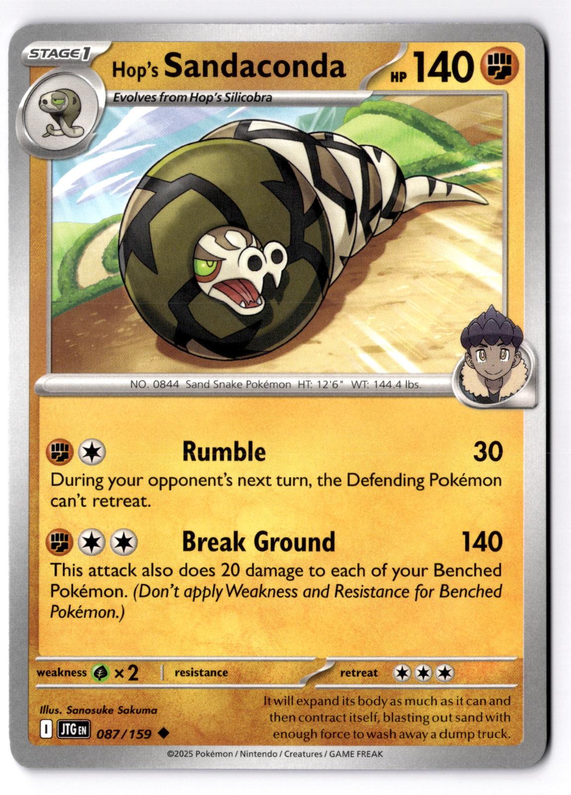 Hop's Sandaconda 087/159 Uncommon Journey Together Pokemon Near Mint
