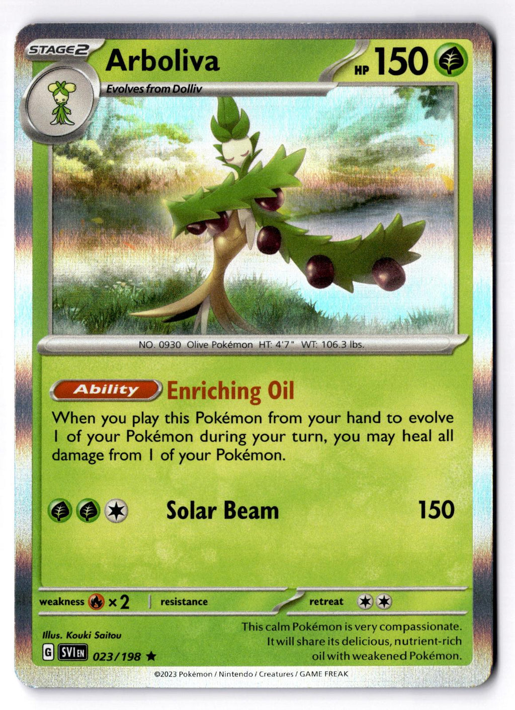Arboliva 023/198 Rare Scarlet & Violet Pokemon Holo Near Mint