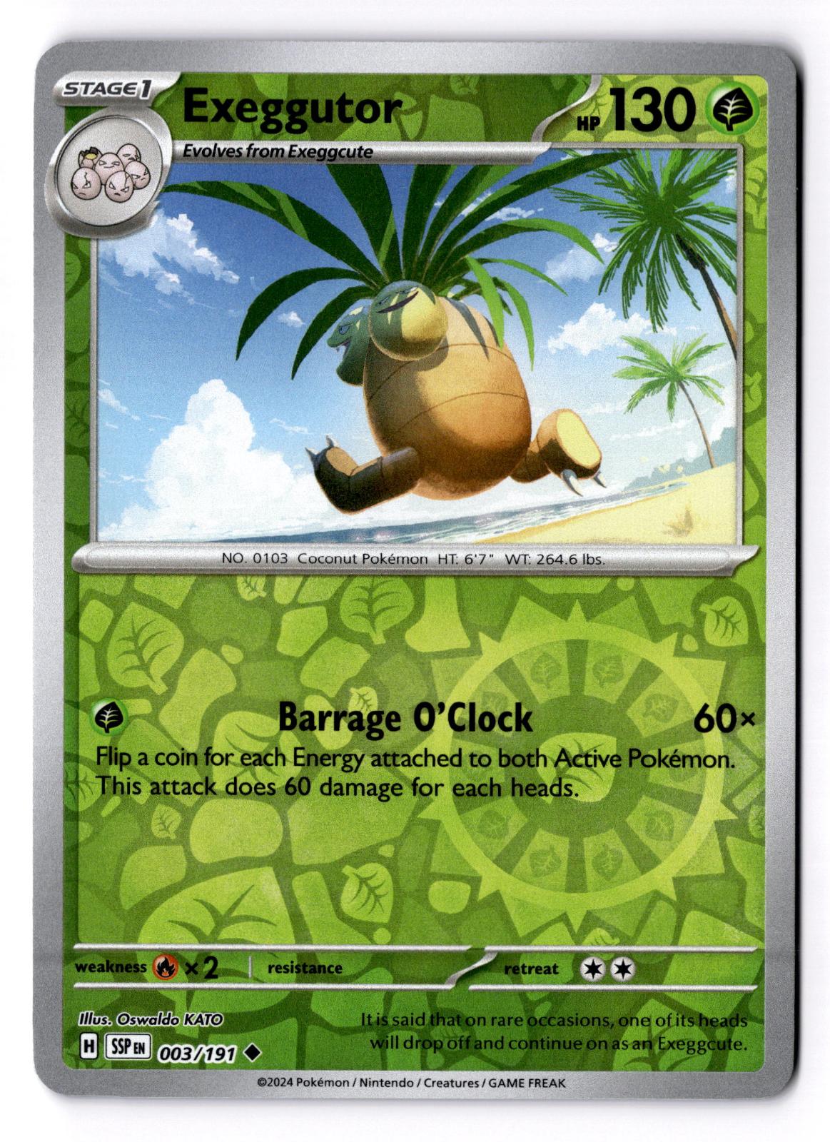 Exeggutor 003/191 Uncommon Surging Sparks Pokemon Reverse Holo Near Mint
