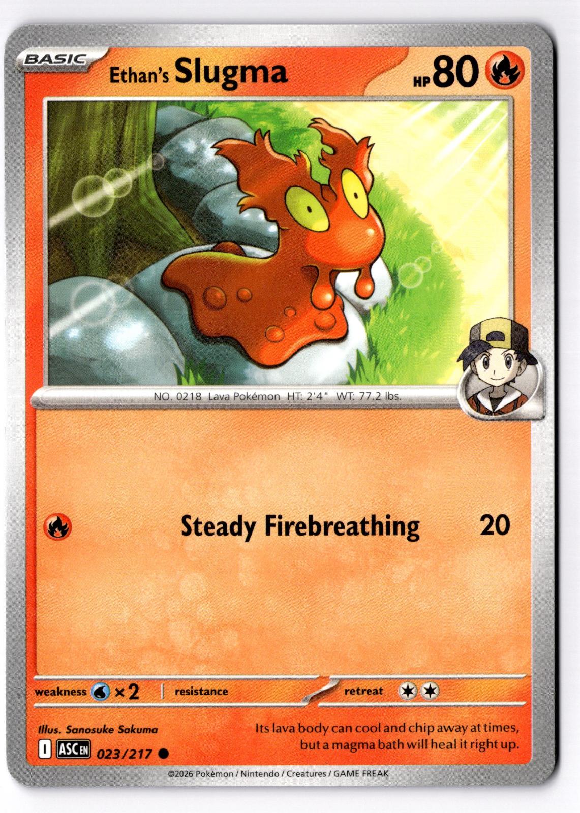 Ethan's Slugma 023/217 Common Ascended Heroes Pokemon Near Mint