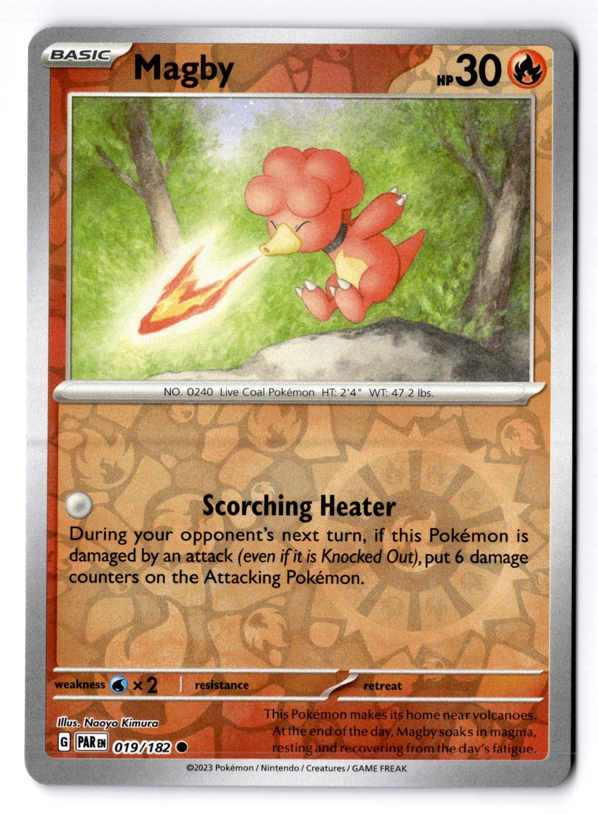 Magby 019/182 Common Paradox Rift Pokemon Reverse Holo Near Mint