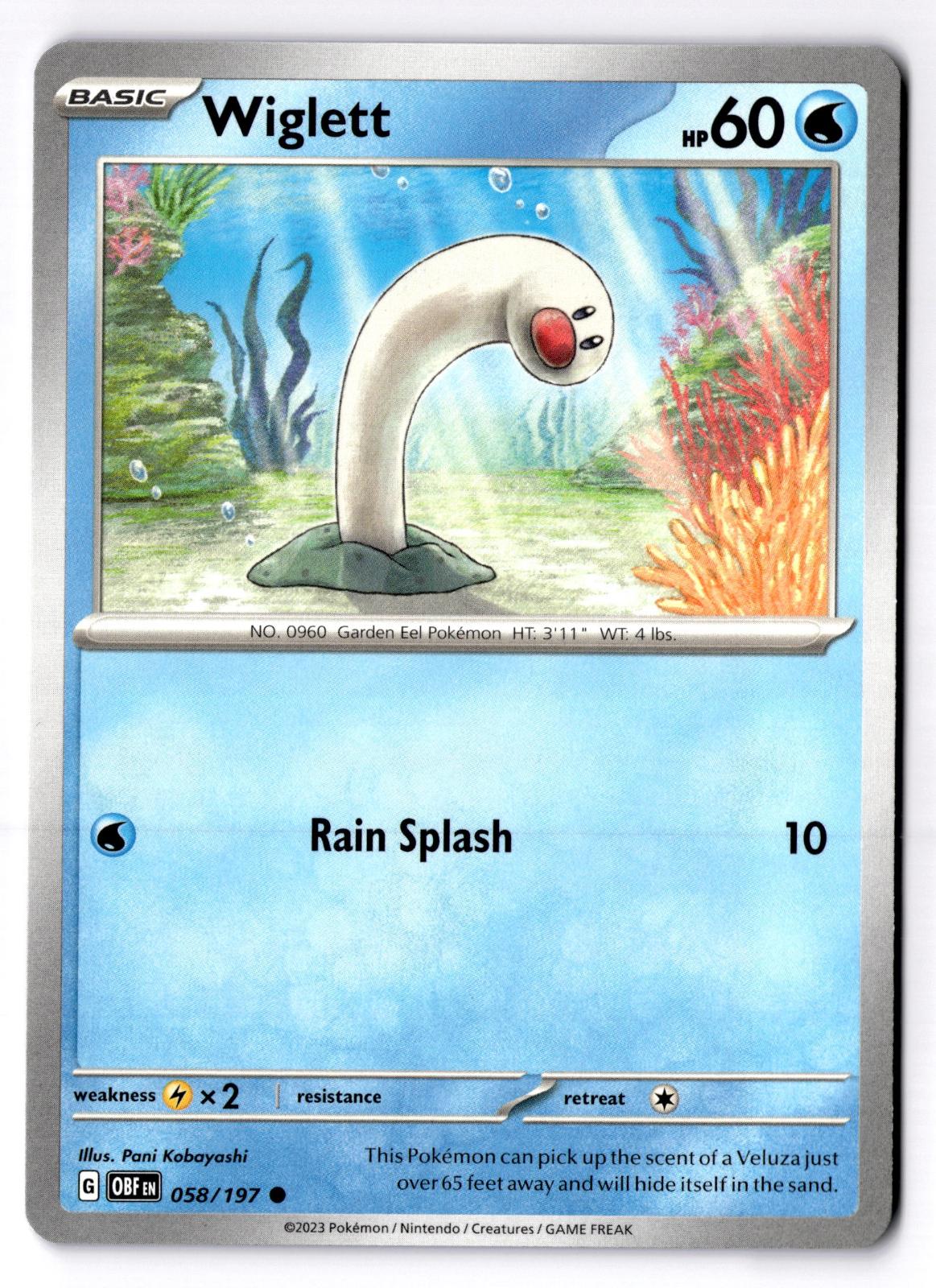 Wiglett 058/197 Common Obsidian Flames Pokemon Near Mint