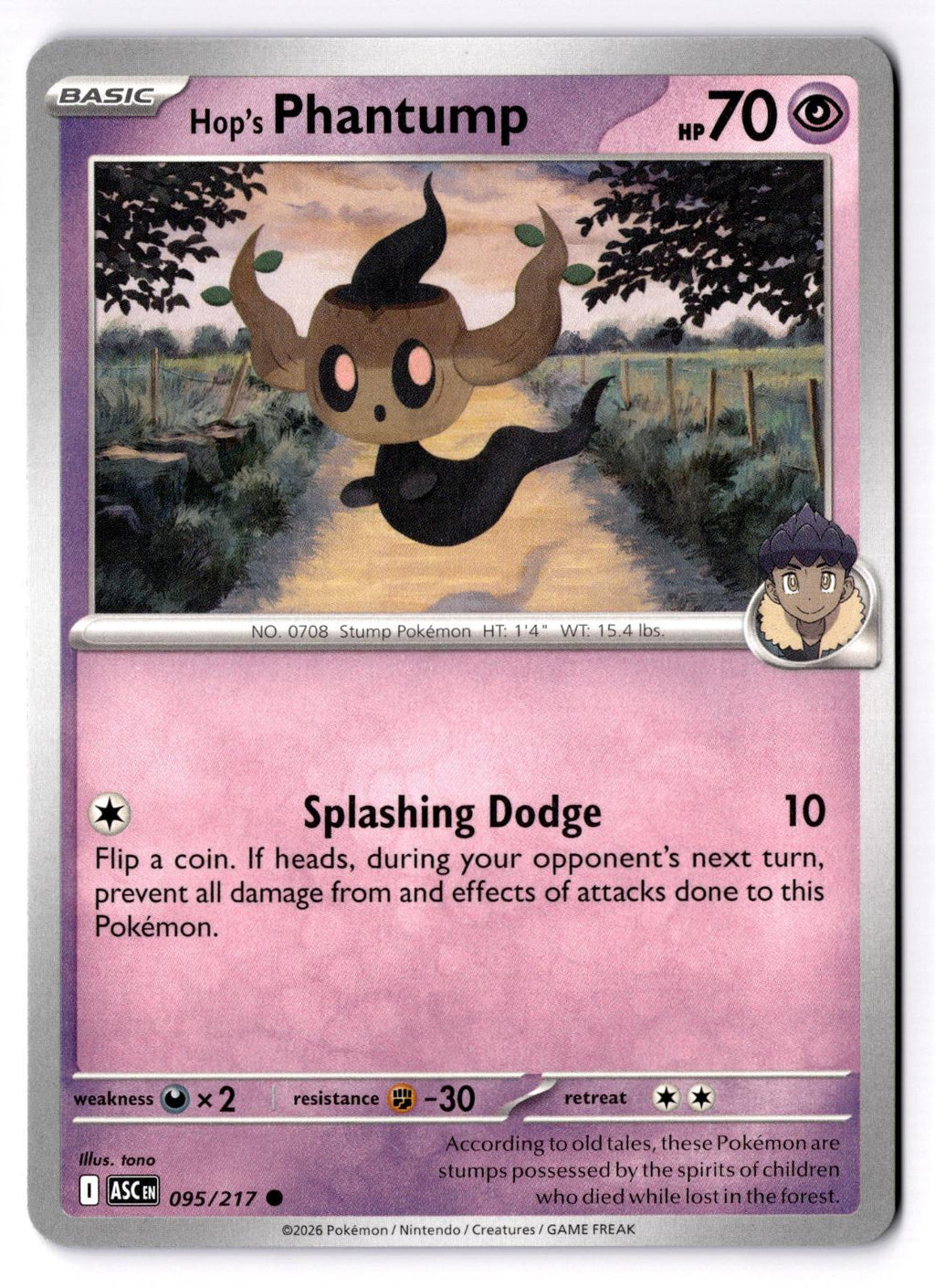 Hop's Phantump 095/217 Common Ascended Heroes Pokemon Near Mint