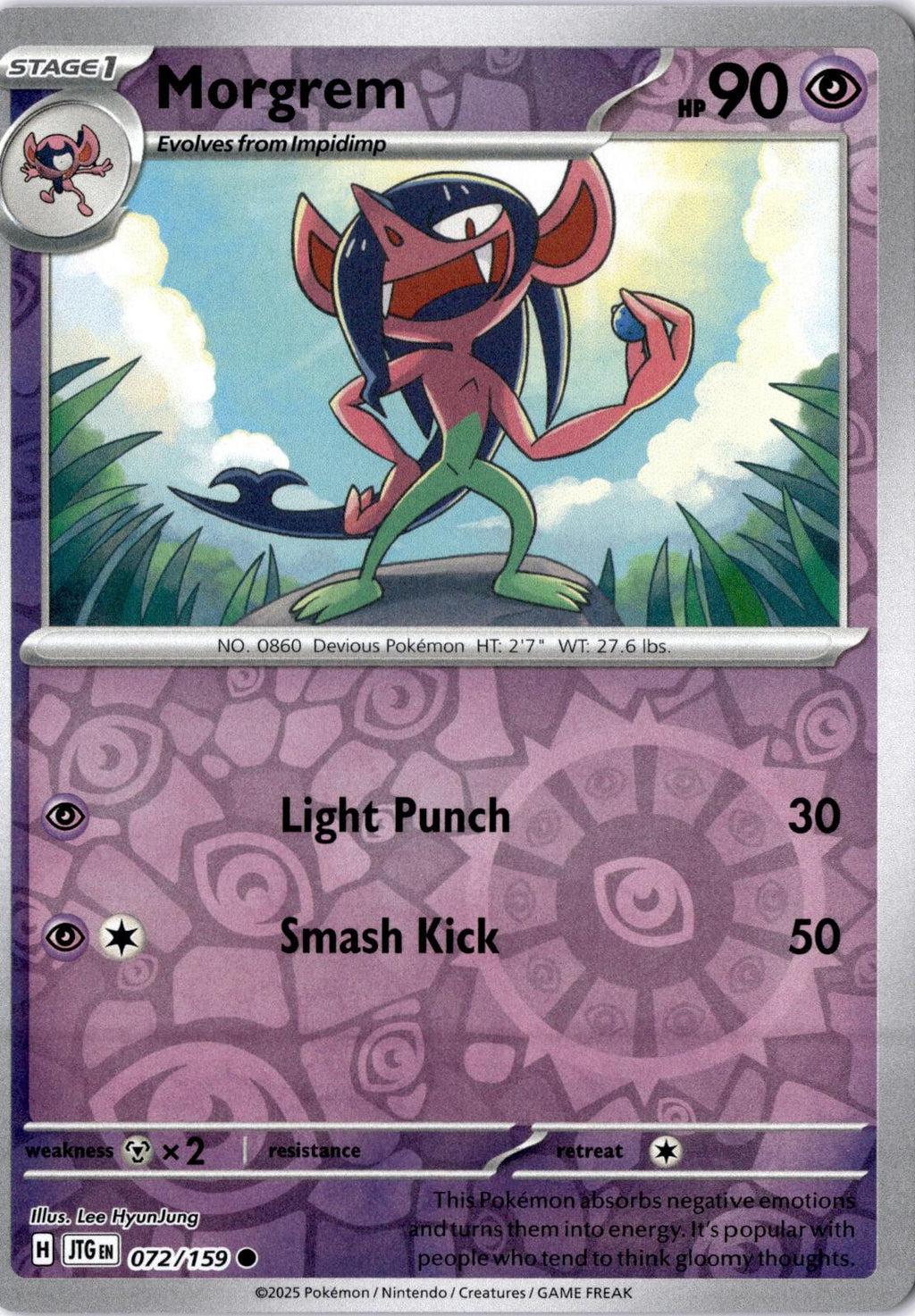 Morgrem 072/159 Common Journey Together Pokemon Reverse Holo Near Mint