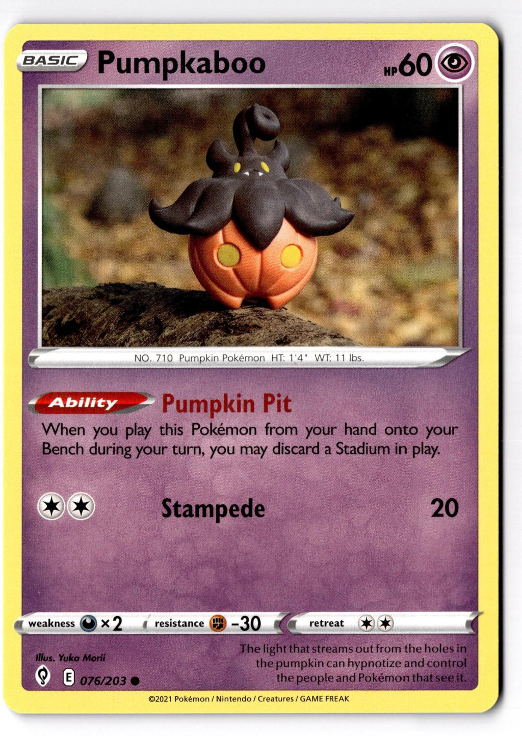 Pumpkaboo 076/203 Common Evolving Skies Pokemon Near Mint