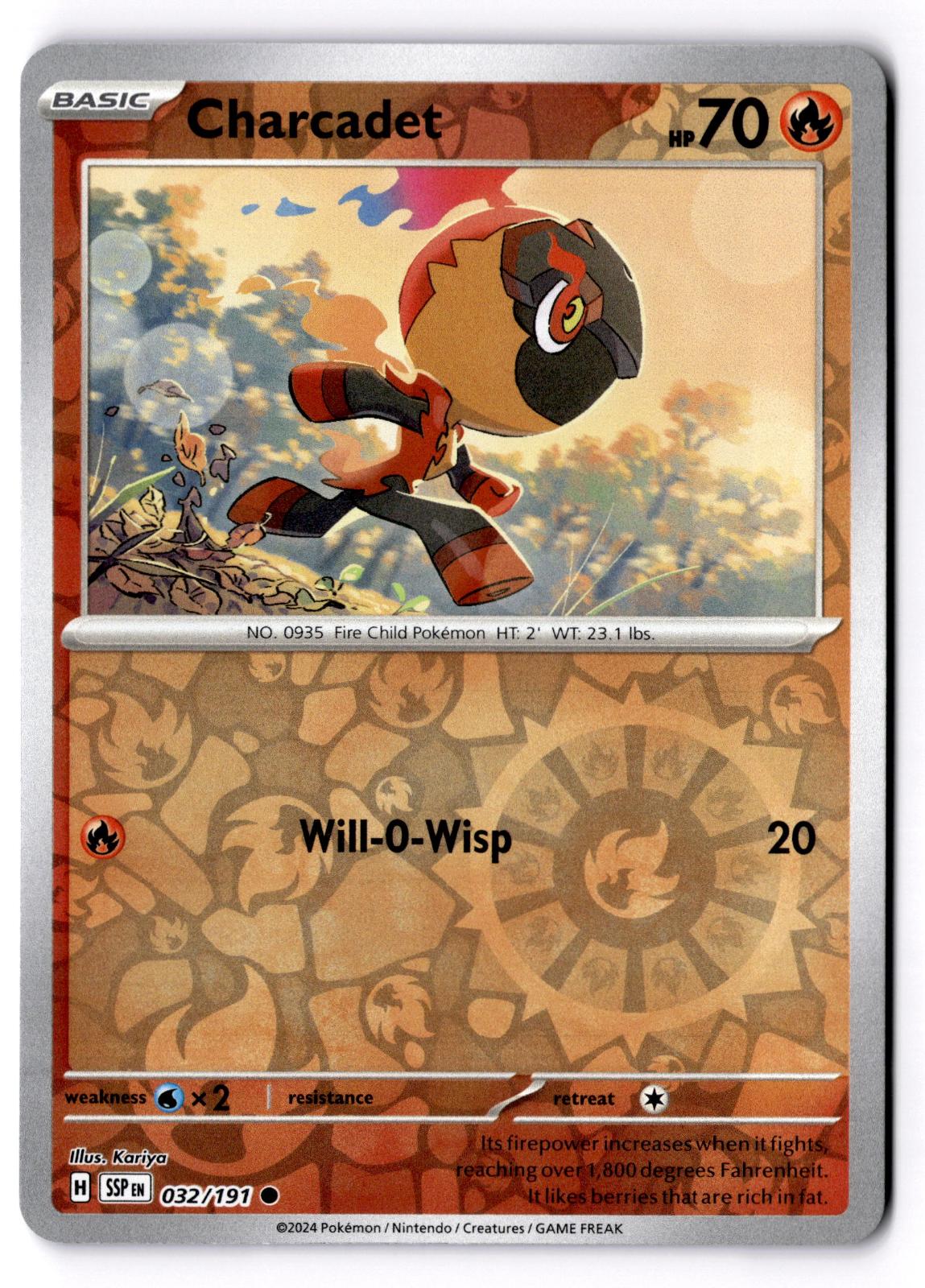 Charcadet 032/191 Common Surging Sparks Pokemon Reverse Holo Near Mint