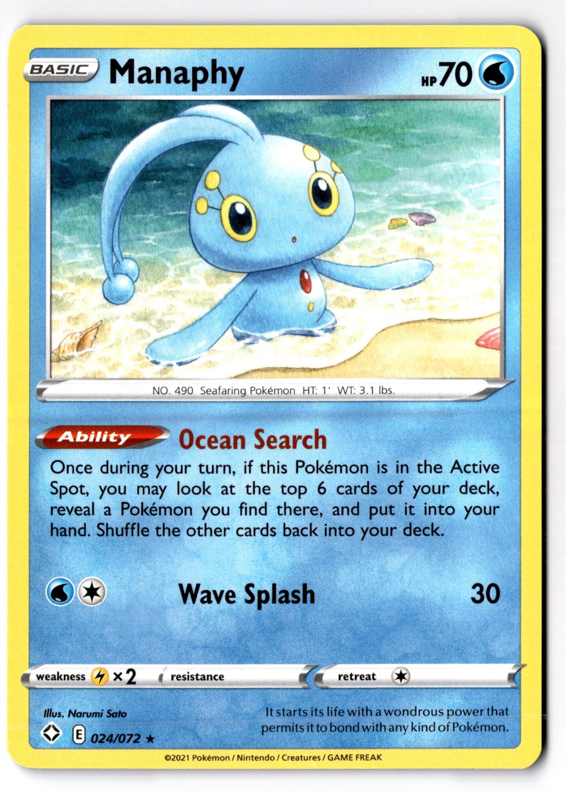 Manaphy 024/072 Rare Shining Fates Pokemon Near Mint
