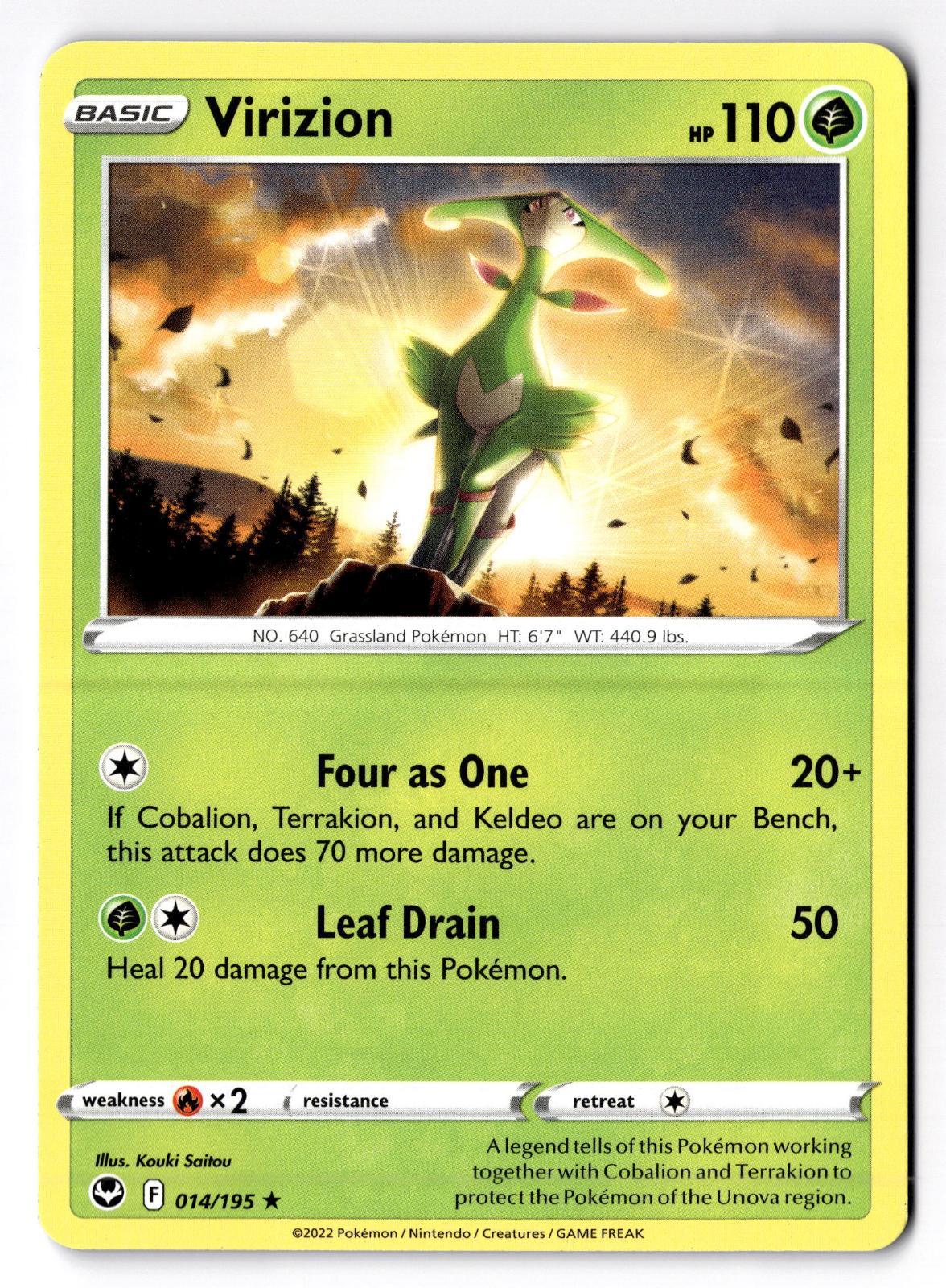 Virizion 014/195 Rare Silver Tempest Pokemon Lightly Played