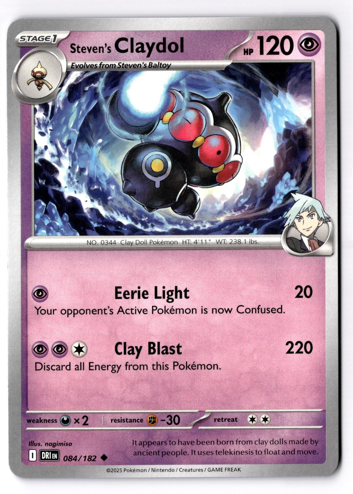 Steven's Claydol 084/182 Uncommon Destined Rivals Pokemon Near Mint