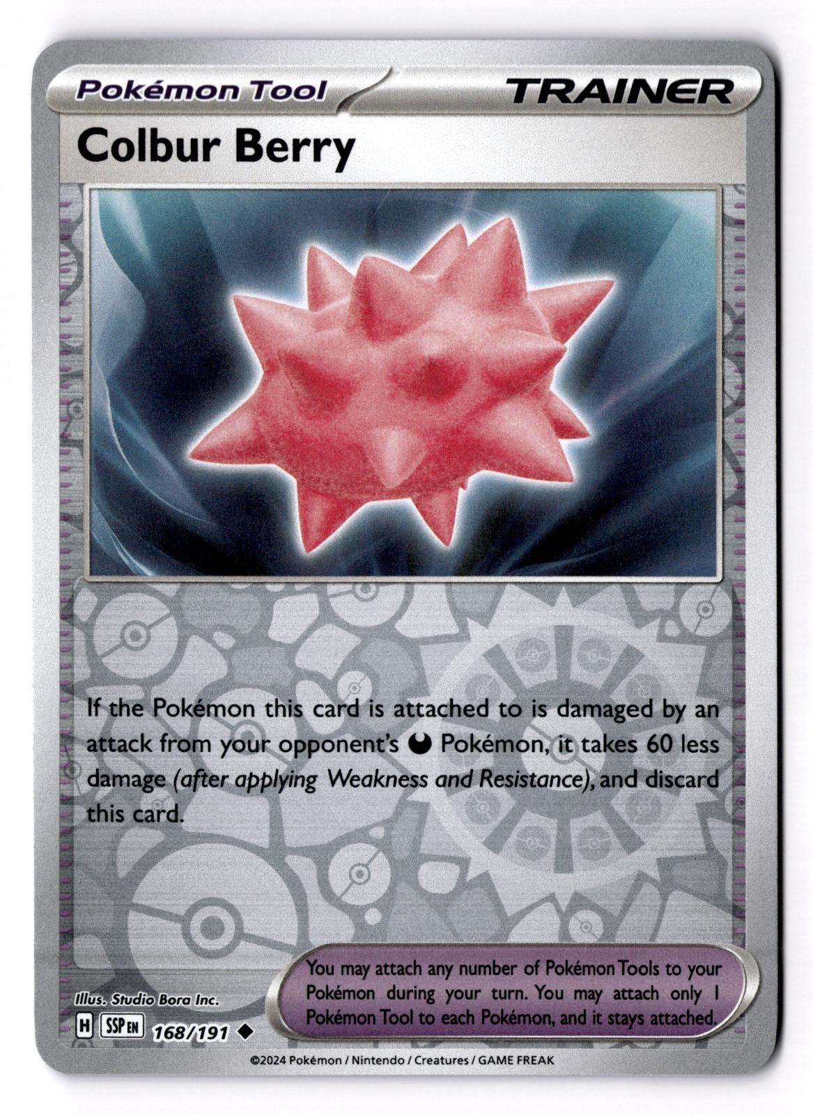 Colbur Berry 168/191 Uncommon Surging Sparks Pokemon Reverse Holo Near Mint