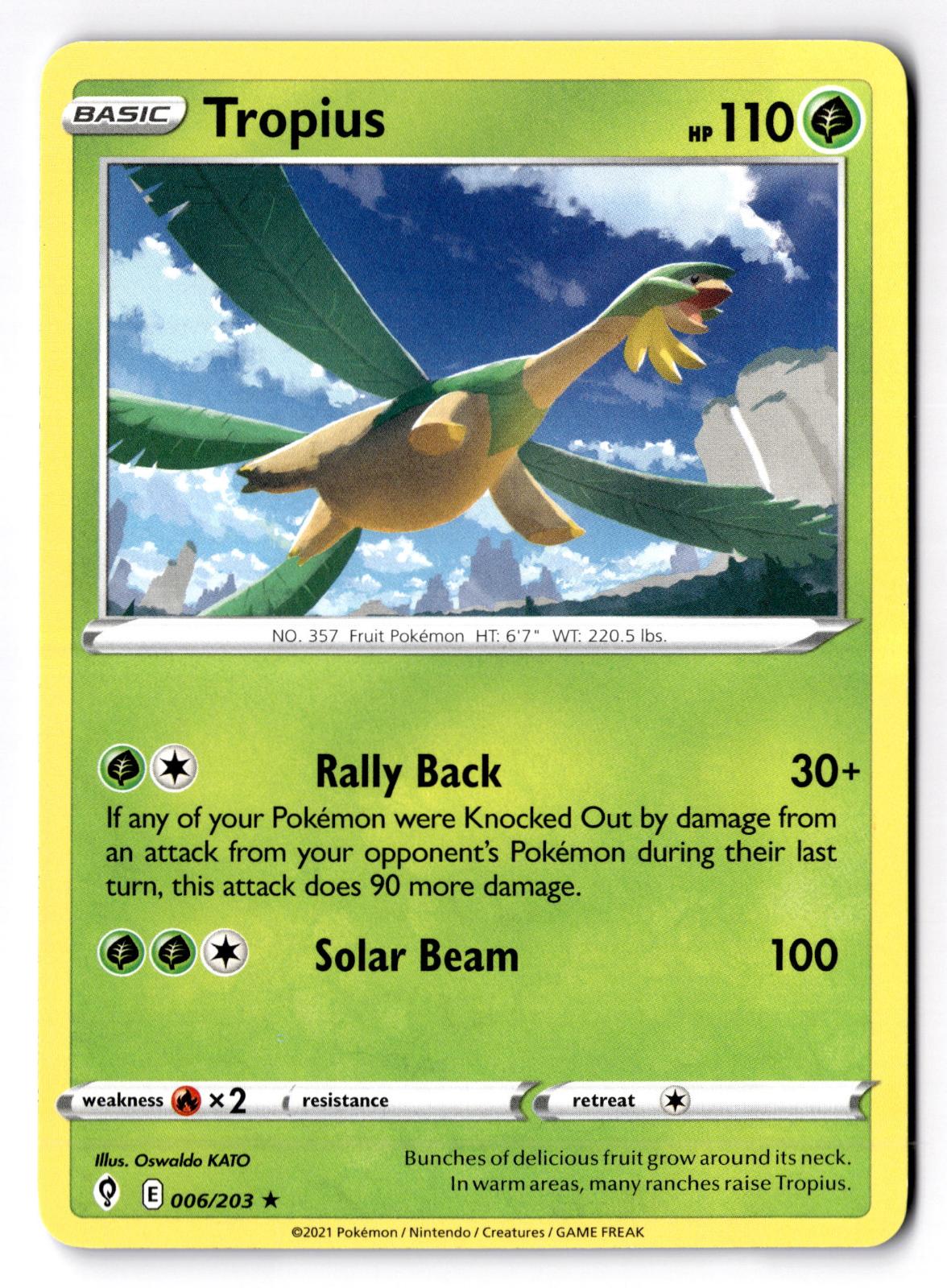Tropius 006/203 Rare Evolving Skies Pokemon Lightly Played