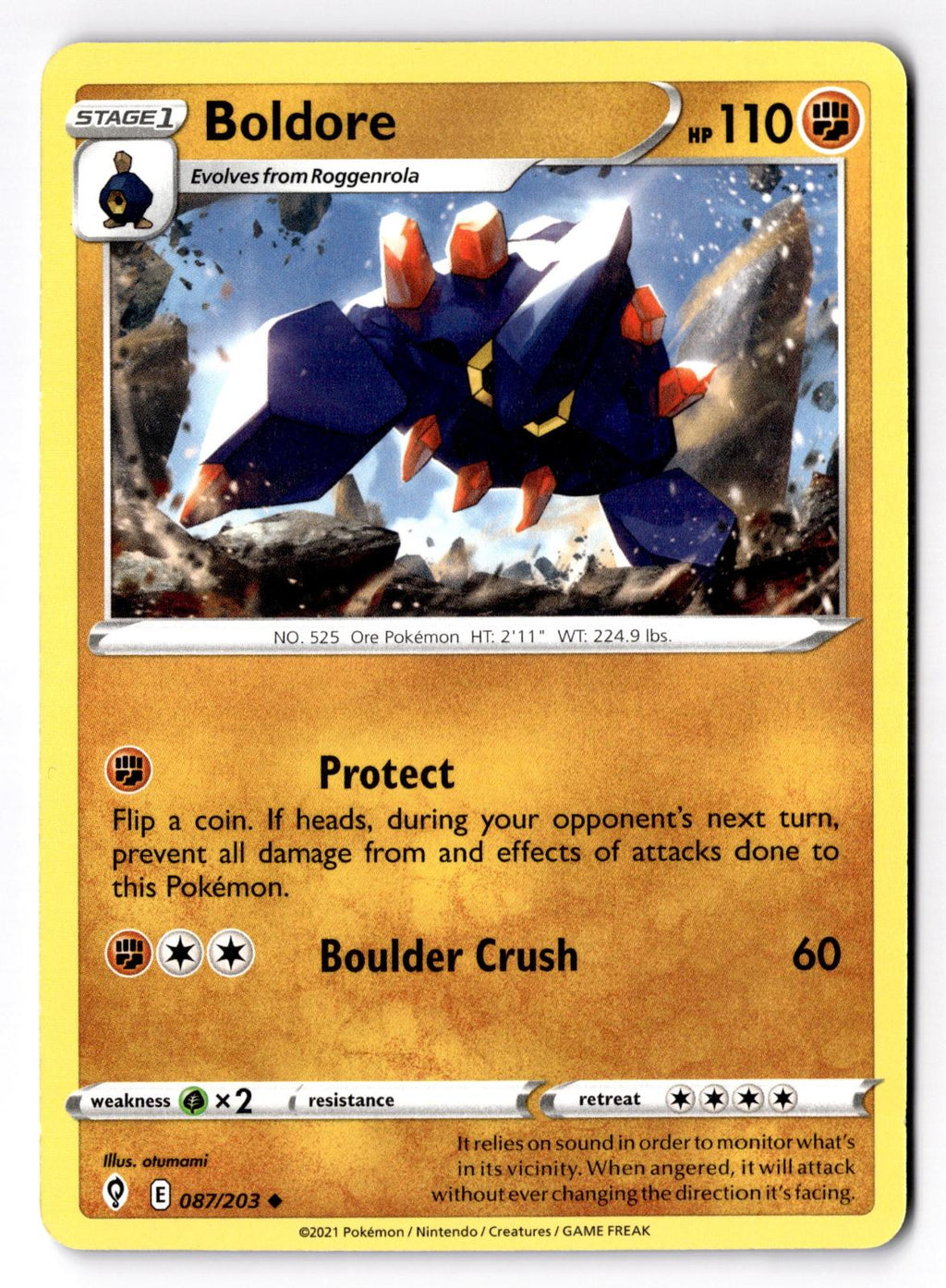 Boldore 087/203 Uncommon Evolving Skies Pokemon Near Mint