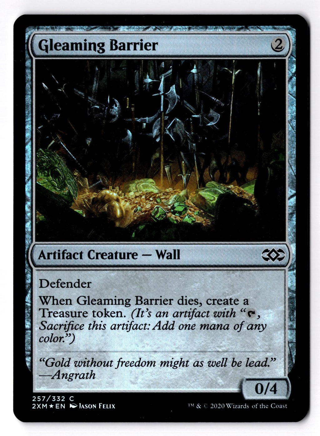 Gleaming Barrier 257 Common Double Masters Magic: The Gathering Foil LP