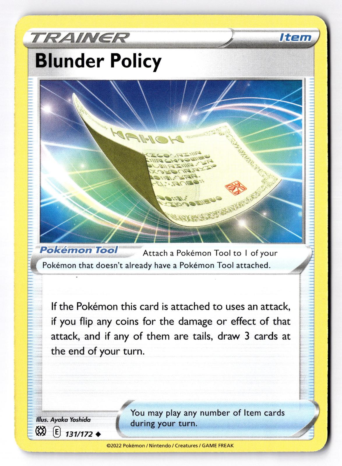 Blunder Policy 131/172 Uncommon Brilliant Stars Pokemon Lightly Played