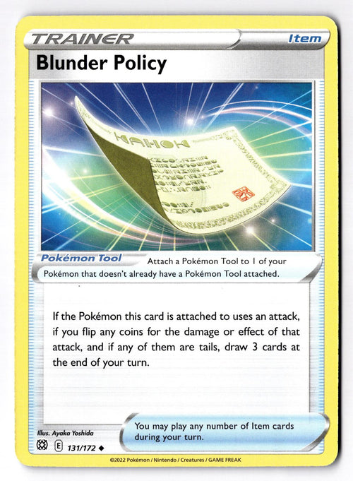 Blunder Policy 131/172 Uncommon Brilliant Stars Pokemon Lightly Played