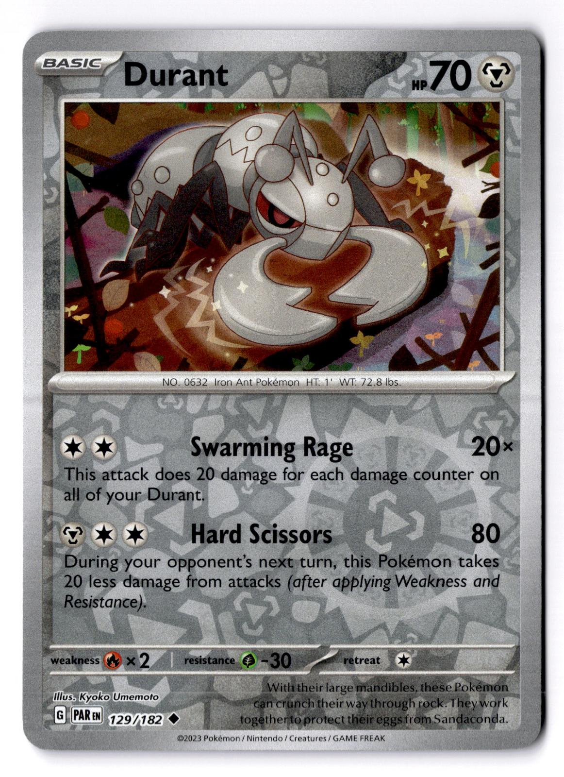 Durant 129/182 Uncommon Paradox Rift Pokemon Reverse Holo Near Mint