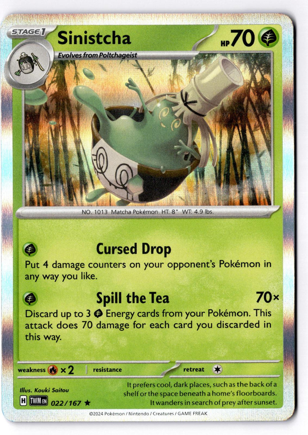 Sinistcha 022/167 Rare Twilight Masquerade Pokemon Holo Near Mint