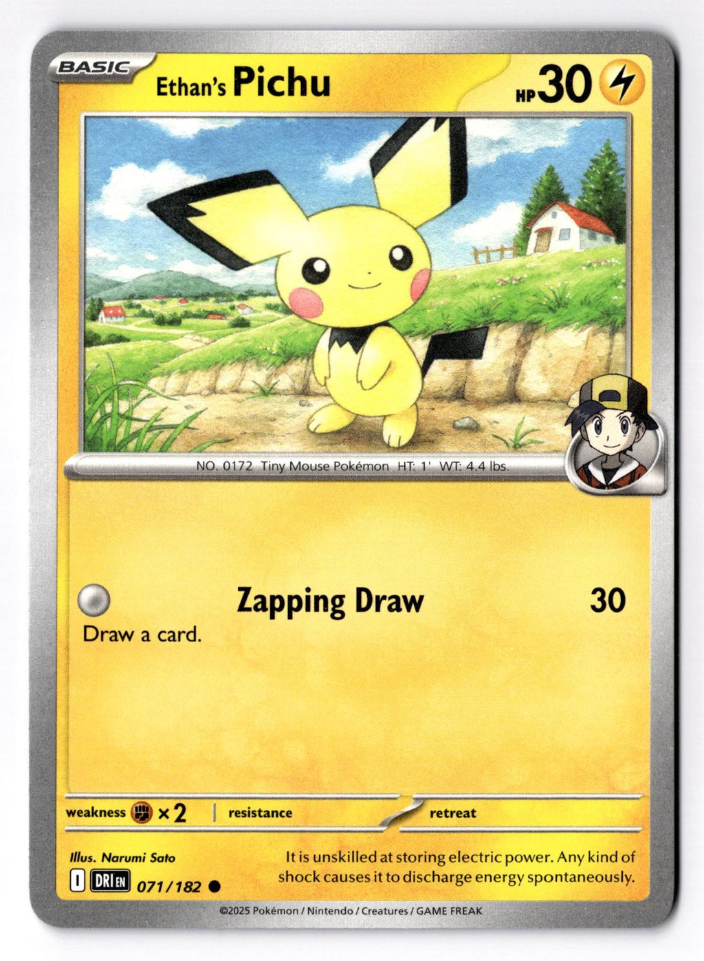 Ethan's Pichu 071/182 Common Destined Rivals Pokemon Near Mint
