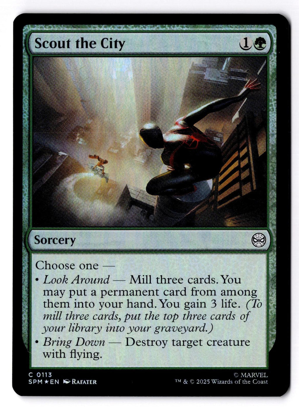 Scout the City 113 Common Marvel's Spider-Man Magic: The Gathering Foil LP
