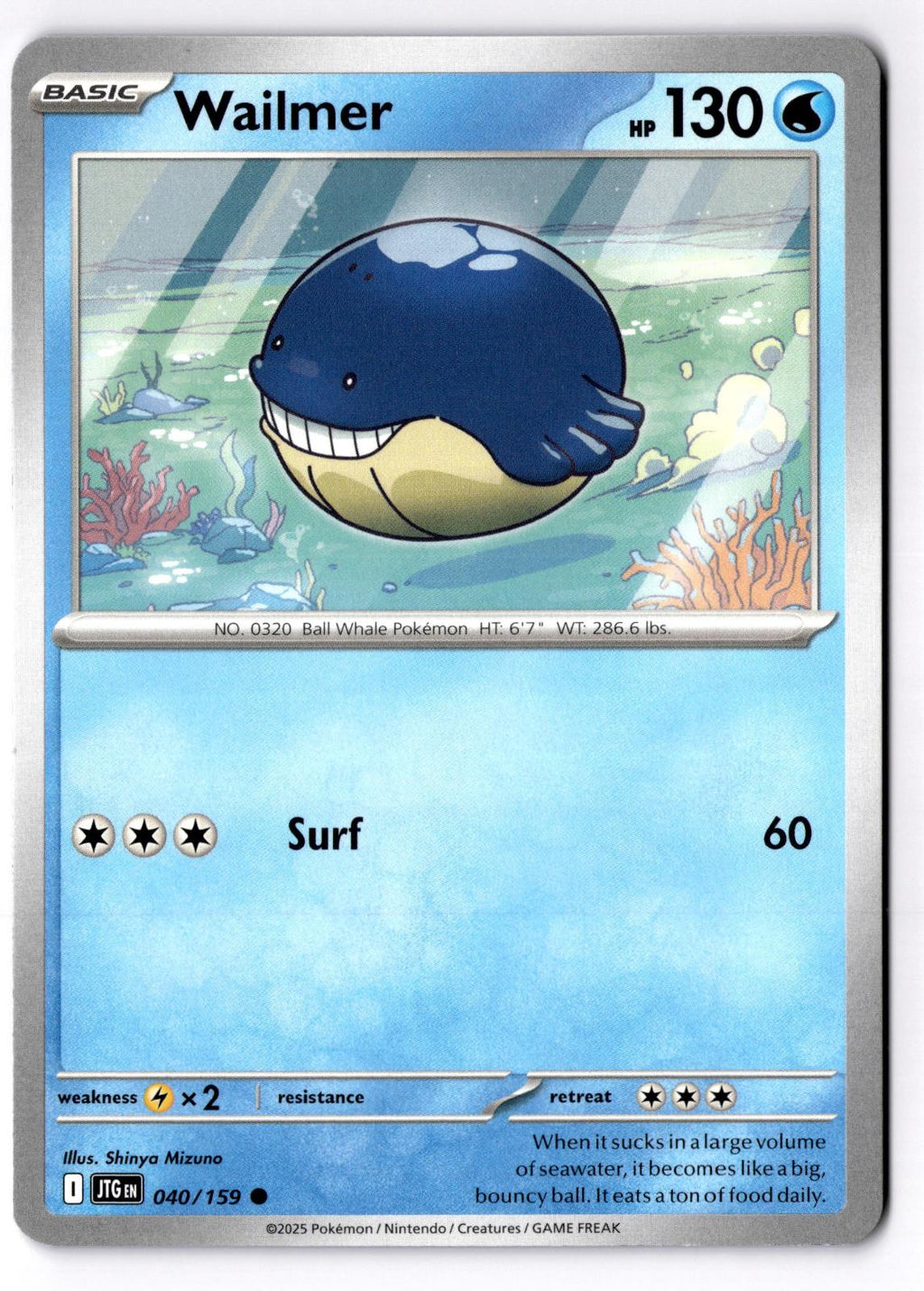 Wailmer 040/159 Common Journey Together Pokemon Near Mint