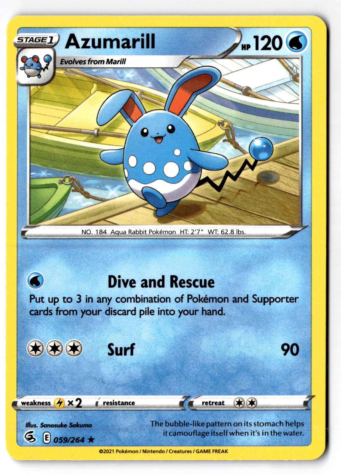 Azumarill 059/264 Rare Fusion Strike Pokemon Lightly Played