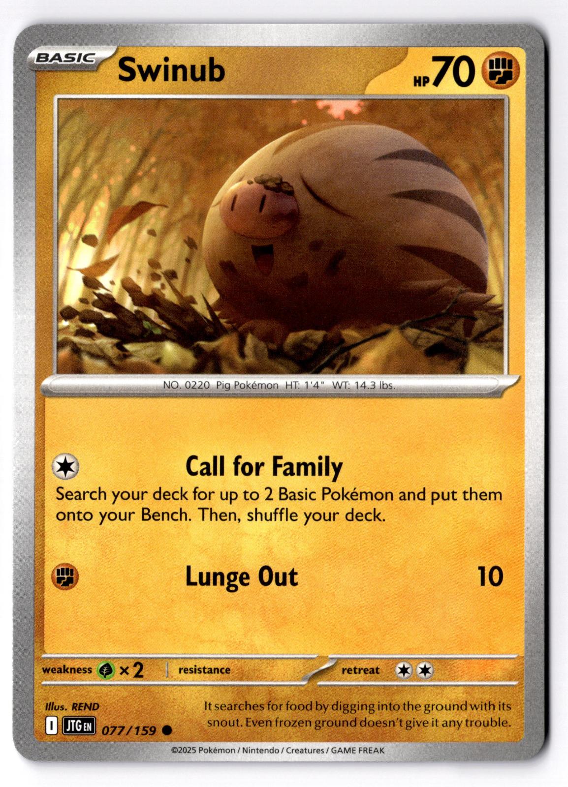 Swinub 077/159 Common Journey Together Pokemon Near Mint