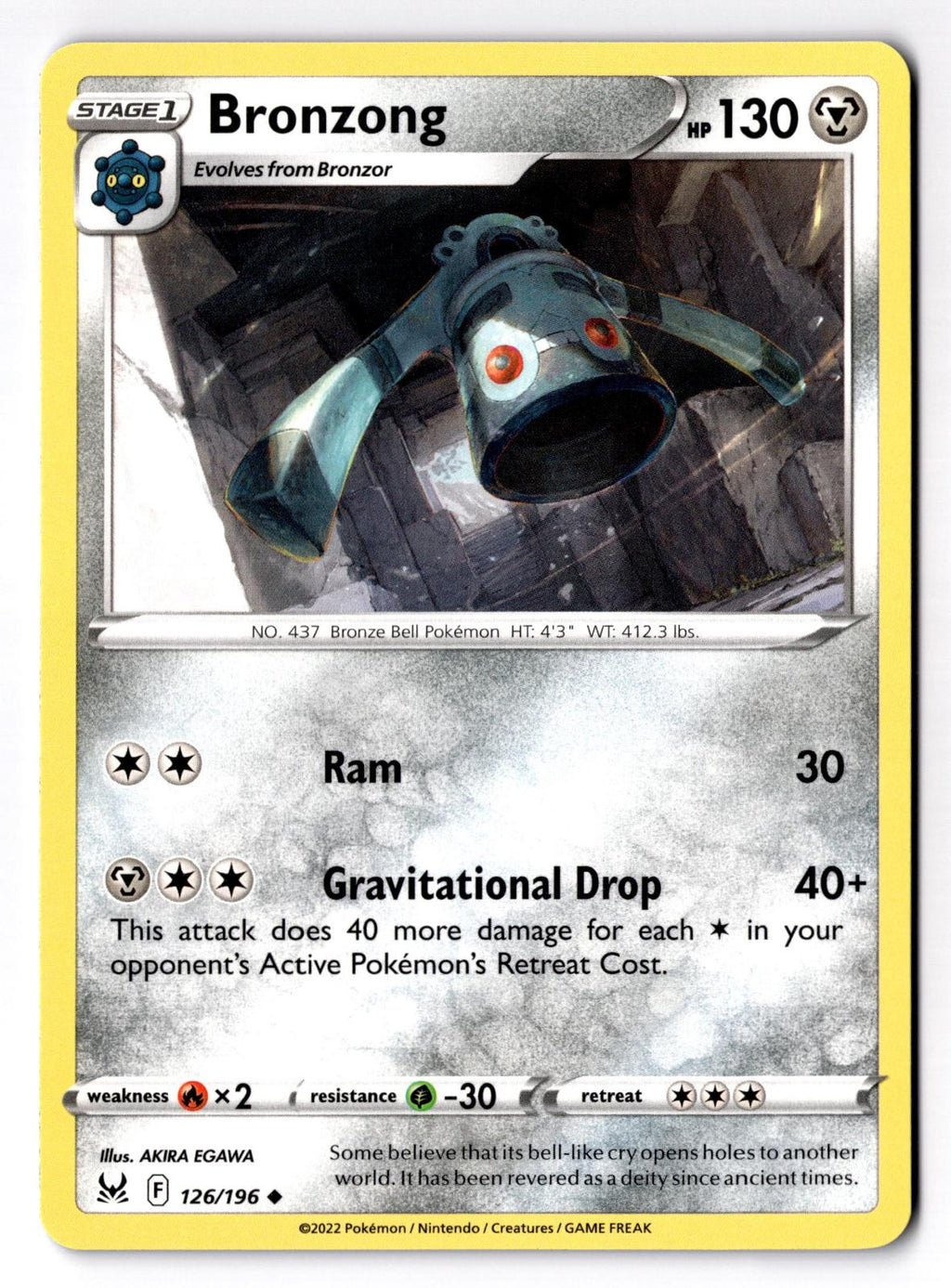 Bronzong 126/196 Uncommon Lost Origin Pokemon Near Mint