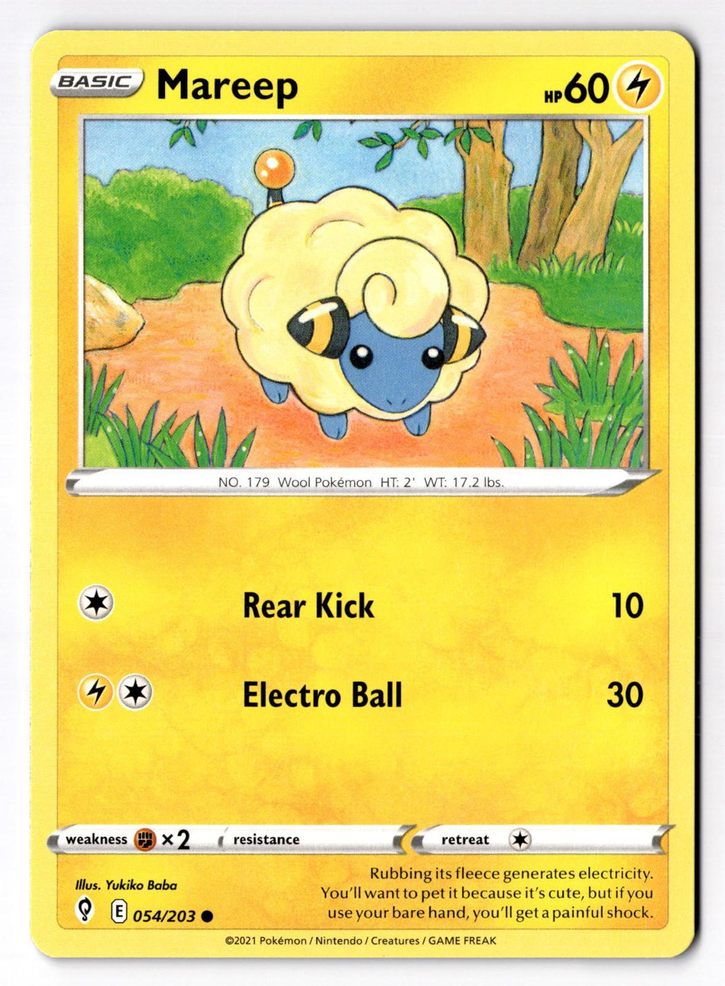 Mareep 054/203 Common Evolving Skies Pokemon Near Mint