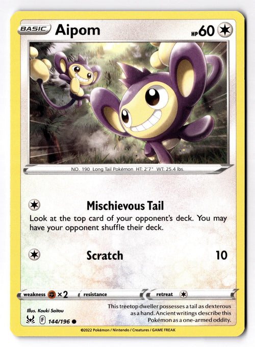 Aipom 144/196 Common Lost Origin Pokemon Near Mint