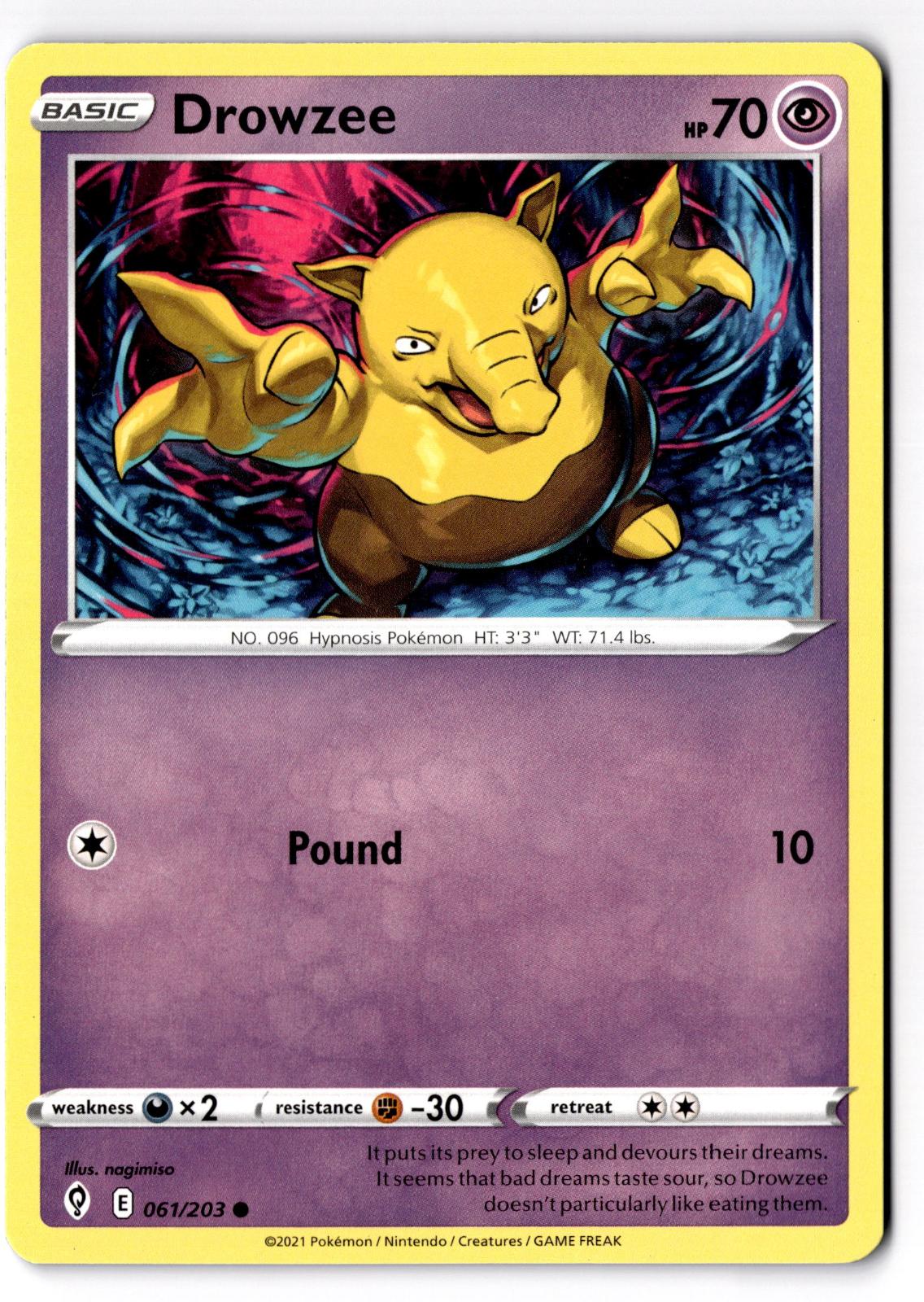 Drowzee 061/203 Common Evolving Skies Pokemon Lightly Played