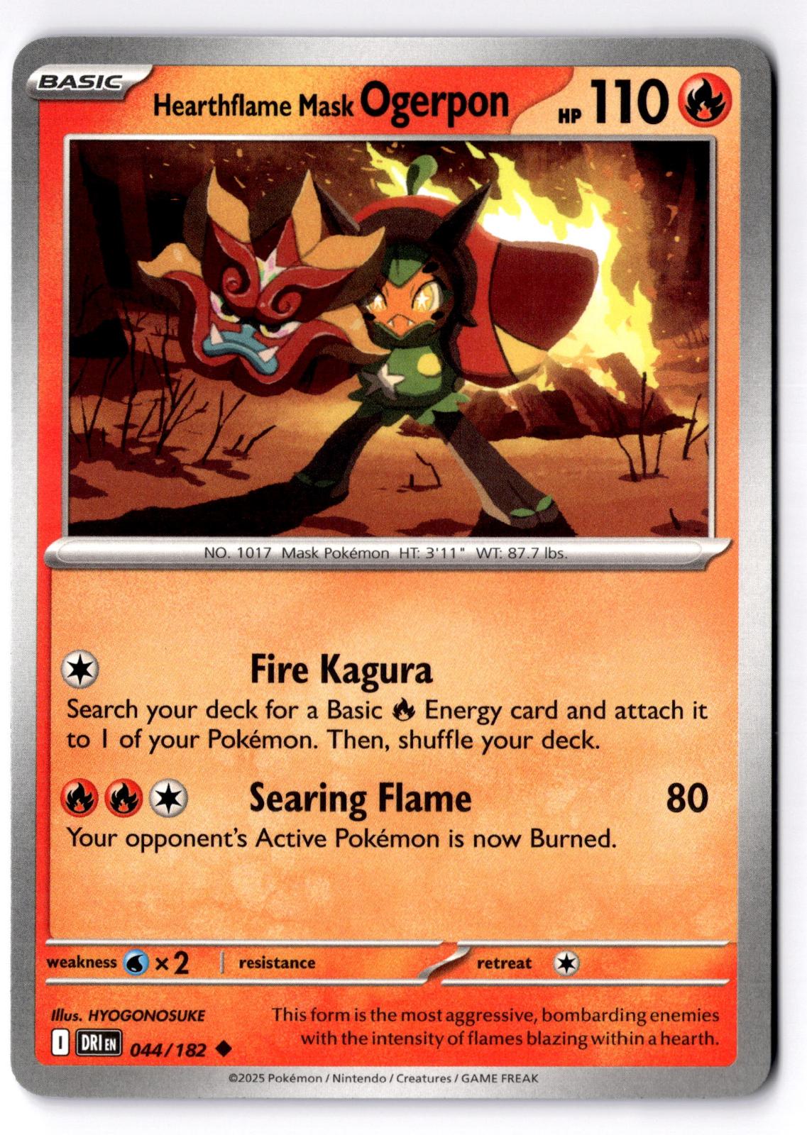 Hearthflame Mask Ogerpon 044/182 Uncommon Destined Rivals Pokemon Near Mint