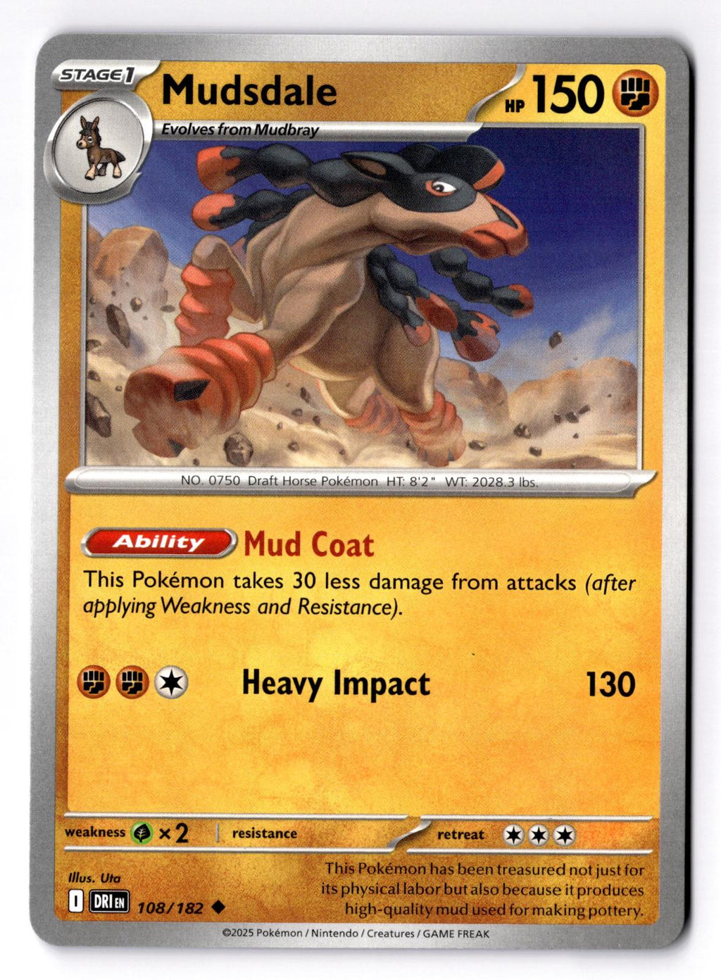 Mudsdale 108/182 Uncommon Destined Rivals Pokemon Near Mint