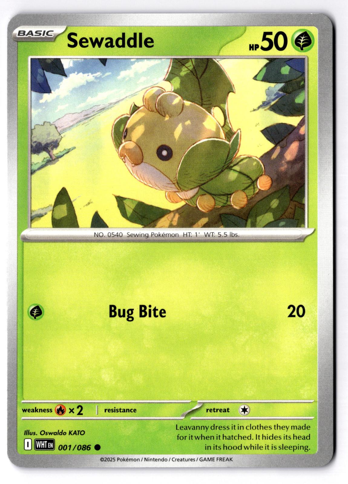Sewaddle 001/086 Common White Flare Pokemon Near Mint