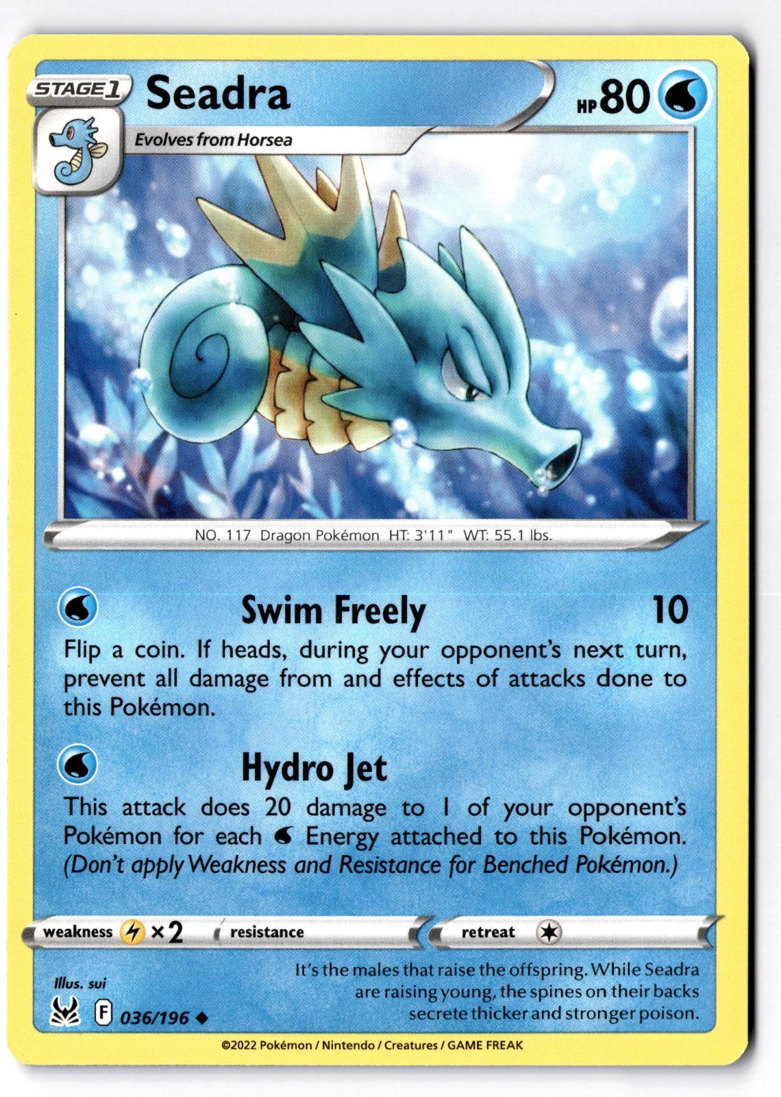 Seadra 036/196 Uncommon Lost Origin Pokemon Near Mint